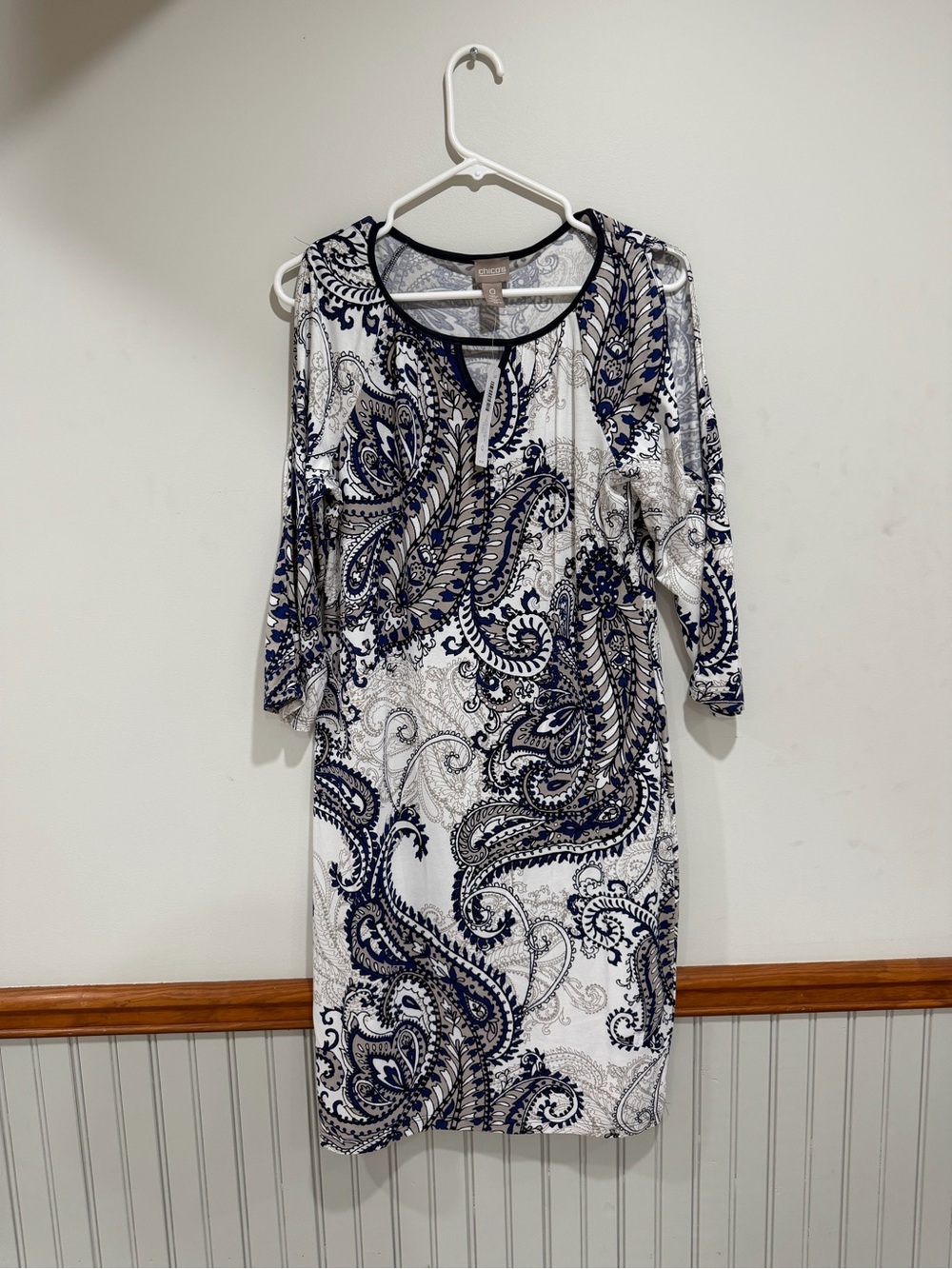 Chico's Navy and White Paisley Midi Dress